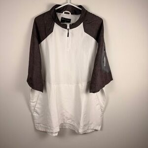 Holloway Mens 2XL Quarter Zip Short Sleeve Windbreaker White Charcoal Pullover